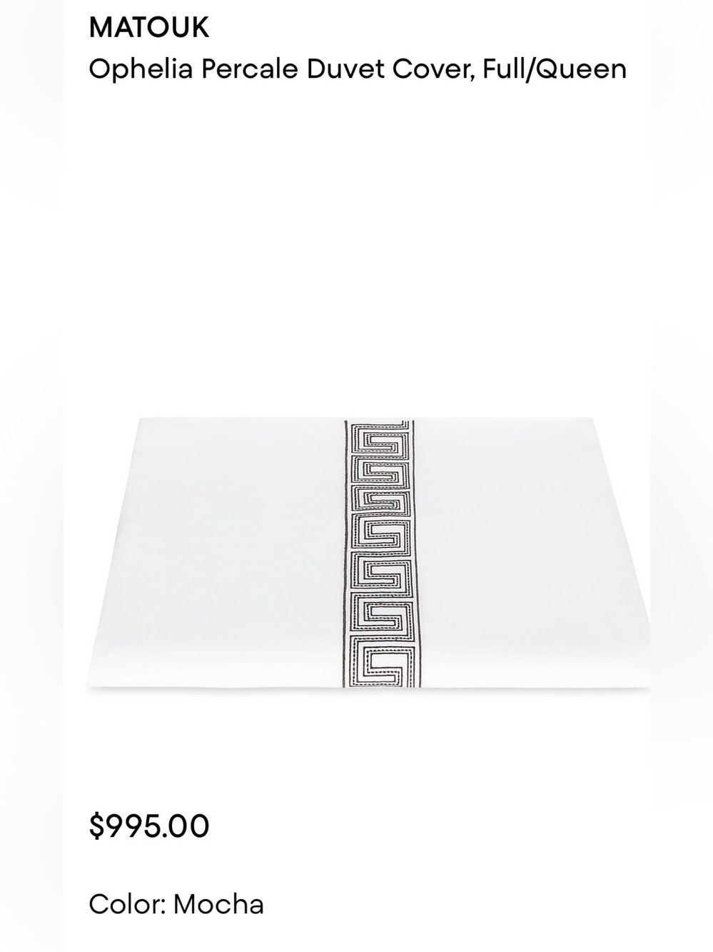 Matouk NIP Ophelia Percale Duvet Cover, Full/Queen $985 MSRP